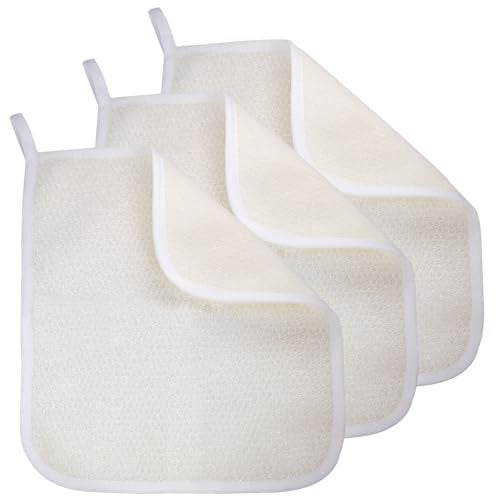 GigaGround Exfoliating Washcloth (3 Pack), Shower Cloth for Body and Face Exfoliator Scrubber, Two Sides Exfoliate Shower Rag Wash Cloths Nylon Cotton Loofah Sponge Scrub Towel estropajos para el cuerpo - Image 1