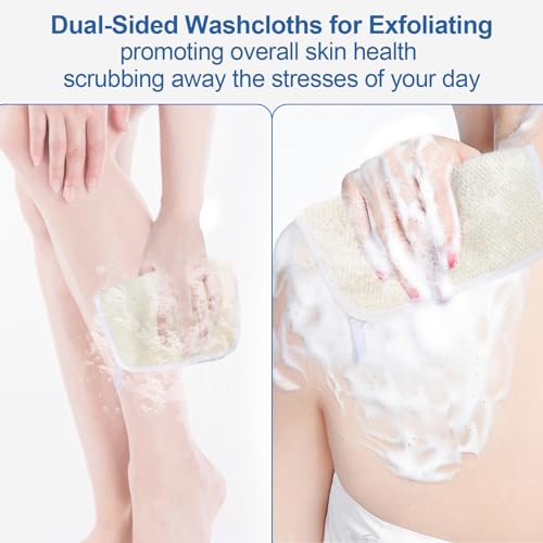GigaGround Exfoliating Washcloth (3 Pack), Shower Cloth for Body and Face Exfoliator Scrubber, Two Sides Exfoliate Shower Rag Wash Cloths Nylon Cotton Loofah Sponge Scrub Towel estropajos para el cuerpo - Image 2