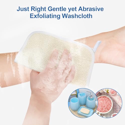 GigaGround Exfoliating Washcloth (3 Pack), Shower Cloth for Body and Face Exfoliator Scrubber, Two Sides Exfoliate Shower Rag Wash Cloths Nylon Cotton Loofah Sponge Scrub Towel estropajos para el cuerpo - Image 3
