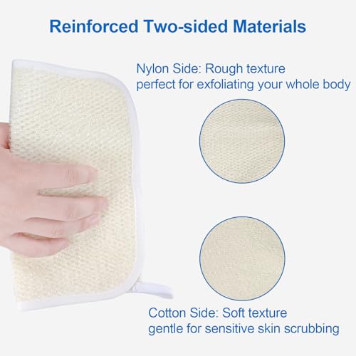 GigaGround Exfoliating Washcloth (3 Pack), Shower Cloth for Body and Face Exfoliator Scrubber, Two Sides Exfoliate Shower Rag Wash Cloths Nylon Cotton Loofah Sponge Scrub Towel estropajos para el cuerpo - Image 4