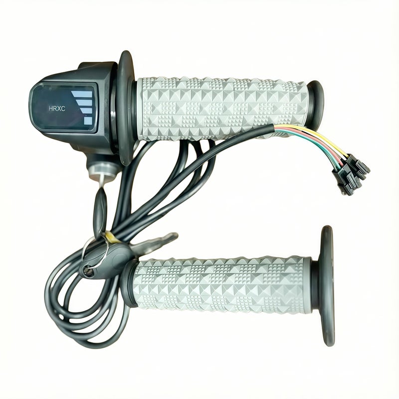 Hizoncore Full Twist Throttle Fits for Ridstar Q20, 48V True Plug and Play Taper Handles Ebike Throttle 3 Pin Easy Installation, LCD Display with Key Lock, Throttle Grips for Ebike Motorcycle Scooter - Image 1