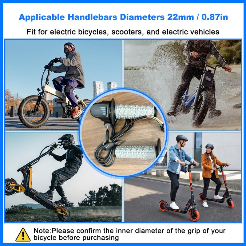 Hizoncore Full Twist Throttle Fits for Ridstar Q20, 48V True Plug and Play Taper Handles Ebike Throttle 3 Pin Easy Installation, LCD Display with Key Lock, Throttle Grips for Ebike Motorcycle Scooter - Image 5