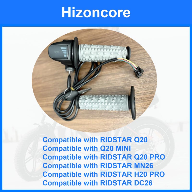 Hizoncore Full Twist Throttle Fits for Ridstar Q20, 48V True Plug and Play Taper Handles Ebike Throttle 3 Pin Easy Installation, LCD Display with Key Lock, Throttle Grips for Ebike Motorcycle Scooter - Image 4