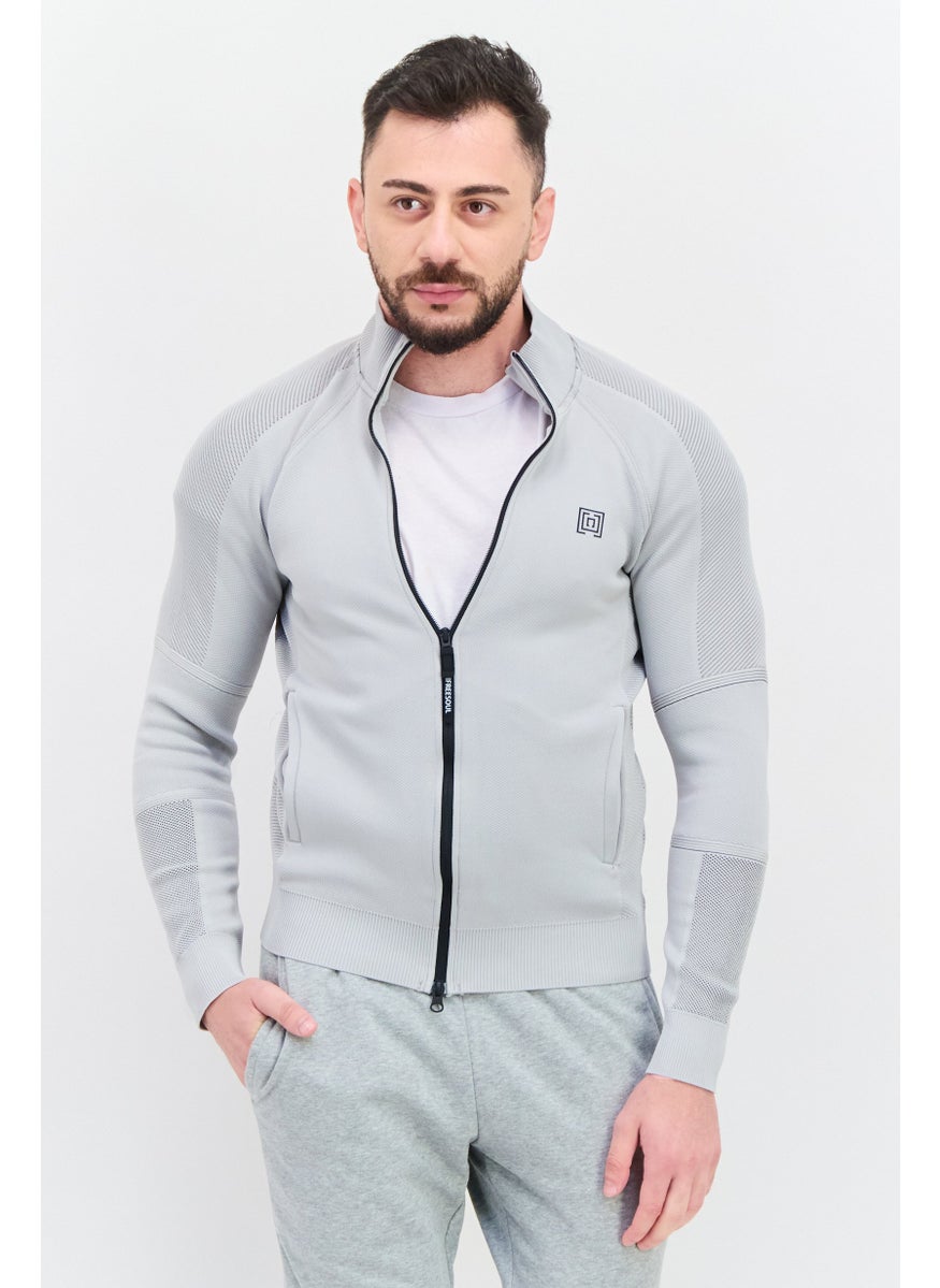 Free Soul Men High Neck Long Sleeve Textured Sweatshirt, Light Grey  - Image 1