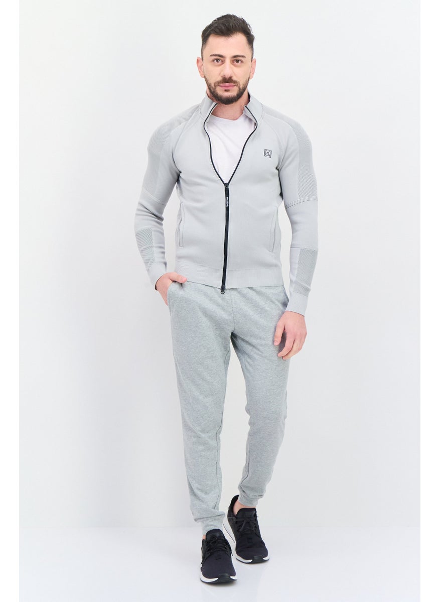 Free Soul Men High Neck Long Sleeve Textured Sweatshirt, Light Grey  - Image 4