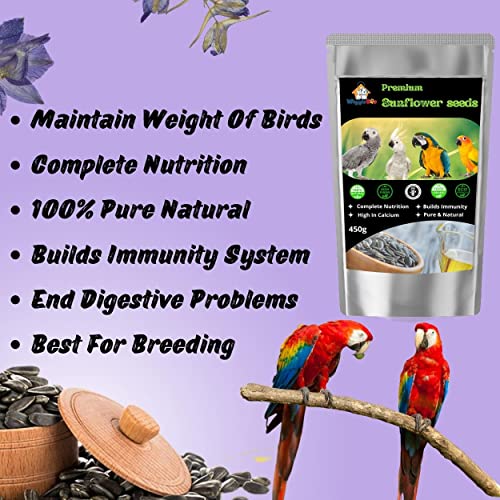 Wiggleboo Premium Sunflower Seeds - for All Life Stages Lovebirds, Cockatiels, Sun Conure, African Grey Parrot, Macaws, Cockatoos_450g - Image 5