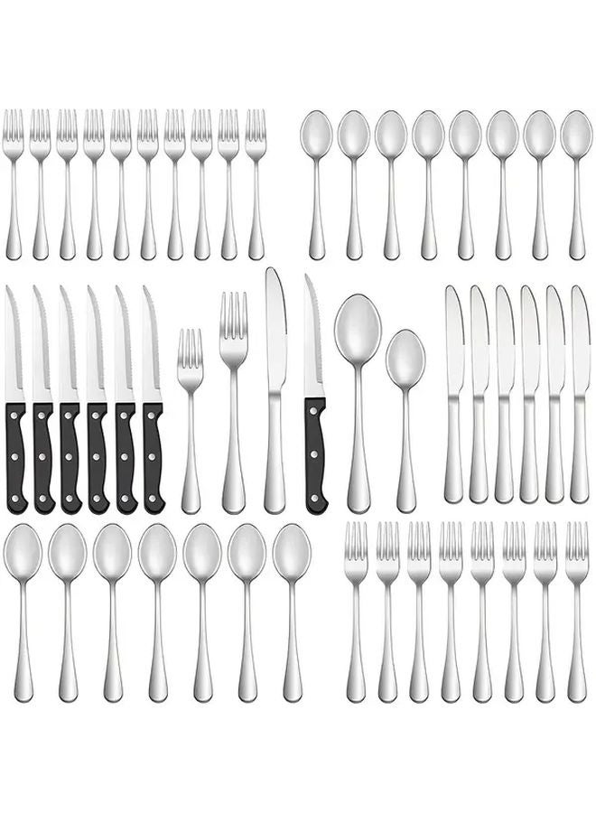 48pcs Black Hammered Silverware Set Stainless Steel Cutlery For 8 People Dishwasher Safe - Image 1
