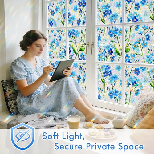 SOMWISE Rainbow Window Privacy Film,Heat Control,UV Blocking,Anti-Glare,Day & Night Privacy Protection & Decoration for Home, Bathroom,Glass Door,Static Cling,Renter-Friendly with Installation Tools - Image 3