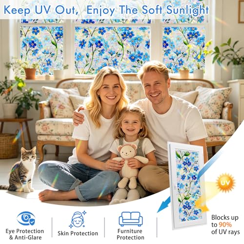 SOMWISE Rainbow Window Privacy Film,Heat Control,UV Blocking,Anti-Glare,Day & Night Privacy Protection & Decoration for Home, Bathroom,Glass Door,Static Cling,Renter-Friendly with Installation Tools - Image 4