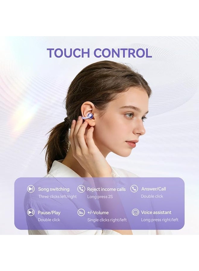 Lynacz Original سماعات أذن رياضية لاسلكية أصلية للجري وركوب الدراجات والتمارين الرياضية وصالة الألعاب الرياضية مع علبة شحن بشاشة رقمية، مقاومة للعرق والماء - بنفسجي Q71 - Image 3