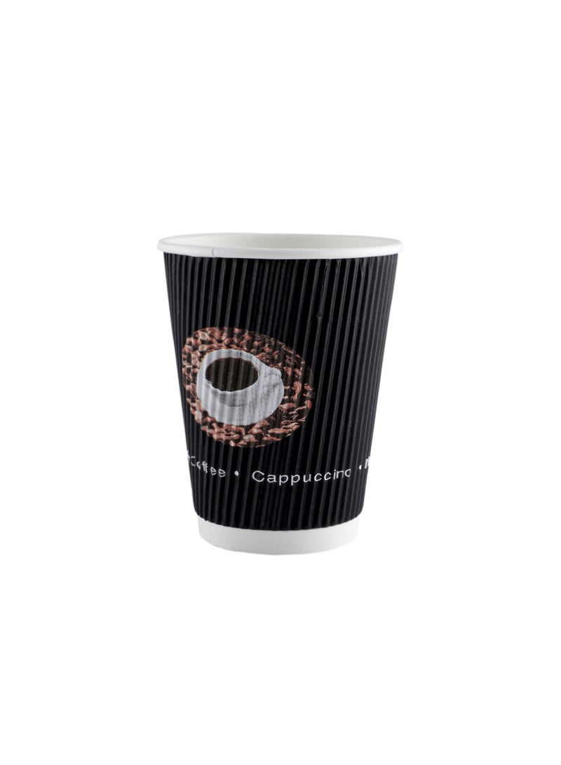 Richoos Ripple Coffee Cups, 12oz Black, Pack of 25 – Perfect for Coffee, Tea, or Hot Beverages, No Lids Included, Ideal for Home and Office Use - Image 1