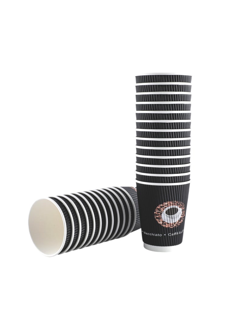 Richoos Ripple Coffee Cups, 12oz Black, Pack of 25 – Perfect for Coffee, Tea, or Hot Beverages, No Lids Included, Ideal for Home and Office Use - Image 2