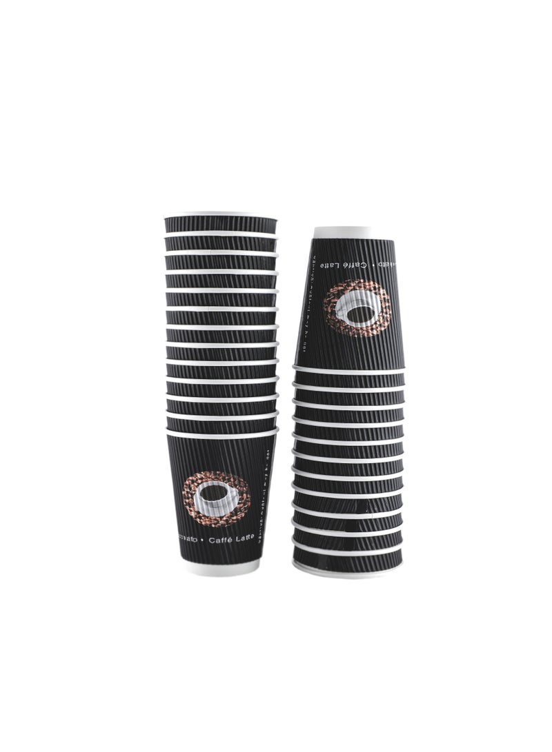 Richoos Ripple Coffee Cups, 12oz Black, Pack of 25 – Perfect for Coffee, Tea, or Hot Beverages, No Lids Included, Ideal for Home and Office Use - Image 3