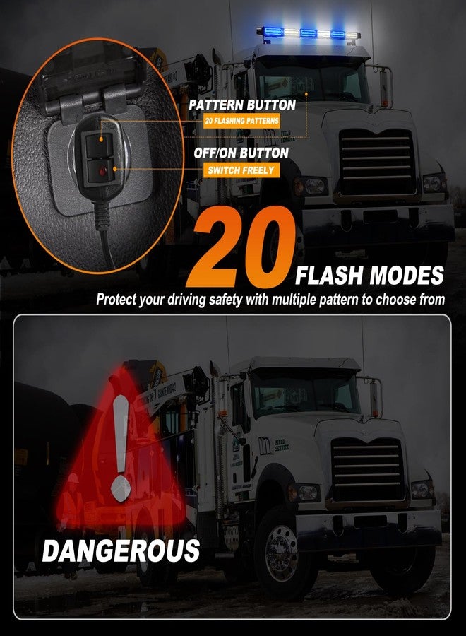 ASPL 126 LED Emergency Rooftop Strobe Lights Bar w/Controller Double Side Warning Hazard Snow Plow Flashing Light Traffic Advisor Safety Light for Work Trucks Vehicles Tow Pickup(Blue/White) - Image 5