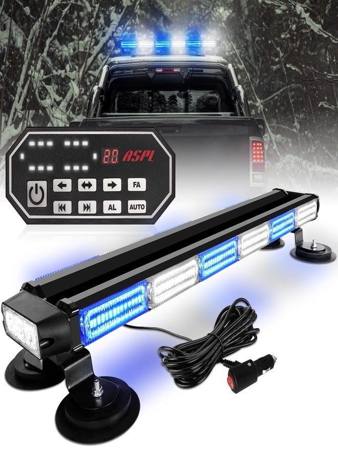 ASPL 126 LED Emergency Rooftop Strobe Lights Bar w/Controller Double Side Warning Hazard Snow Plow Flashing Light Traffic Advisor Safety Light for Work Trucks Vehicles Tow Pickup(Blue/White) - Image 1