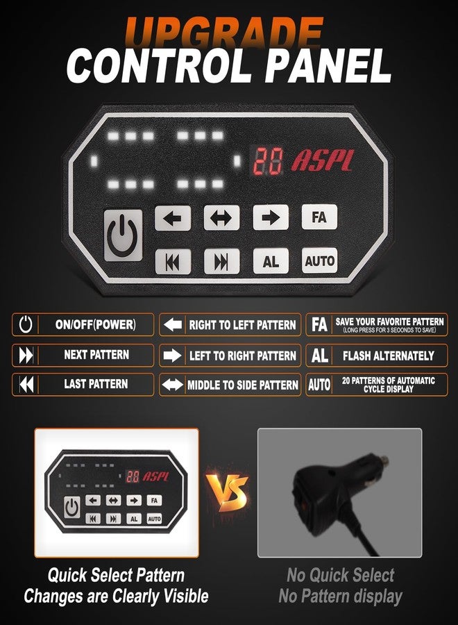 ASPL 126 LED Emergency Rooftop Strobe Lights Bar w/Controller Double Side Warning Hazard Snow Plow Flashing Light Traffic Advisor Safety Light for Work Trucks Vehicles Tow Pickup(Blue/White) - Image 3