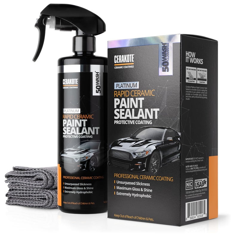 CERAKOTE Platinum Rapid Ceramic Paint Sealant Spray  14 oz Bottle  Maximum Gloss  Shine  Extremely Hydrophobic  Unmatched Slickness  Ceramic Spray Coating  50 Wash Rating