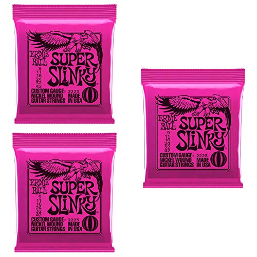 Ernie Ball Nickel 2223 Super Slinky Pink Electric Guitar Strings 3 Pack - Image 1
