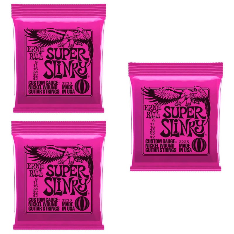 Ernie Ball Nickel 2223 Super Slinky Pink Electric Guitar Strings 3 Pack - Image 4