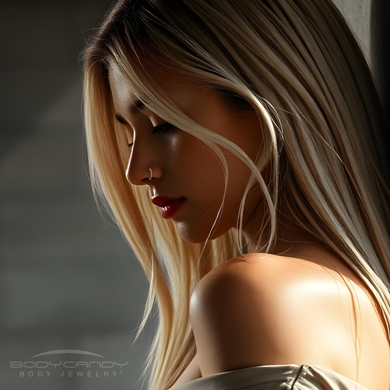 Body Candy خاتم أنف حلقي من الذهب عيار 18 قيراط - مصنوع يدويًا في الولايات المتحدة الأمريكية بواسطة صائغ محترف - مجوهرات أنف مضادة للحساسية، 20 قياس 5/16" 8 مم - Image 3