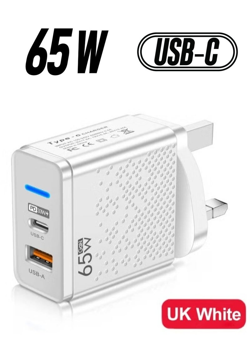 JAJEEK 65W GaN Charger USB-C Power Adapter – Dual Type A & C Wall Charging Plug, GaN Technology, Compatible with Steam Deck, iPhone, iPad, OnePlus, Huawei, Lenovo, HP, Asus, Xiaomi, Samsung - Image 1