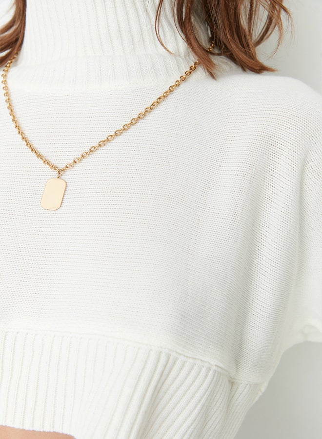 trendyol Ecru Super Crop Basic Knitwear Sweater - Image 3