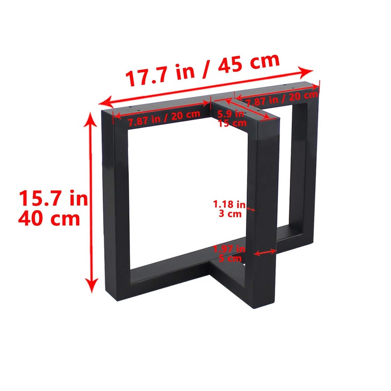 Womio 2Pcs Metal Furniture Legs Rustic Decory T Shape Table LegsDesk LegsHeavy Duty Dining Table LegsIndustrial ModernBlackH157 x L177 inchs - Image 3