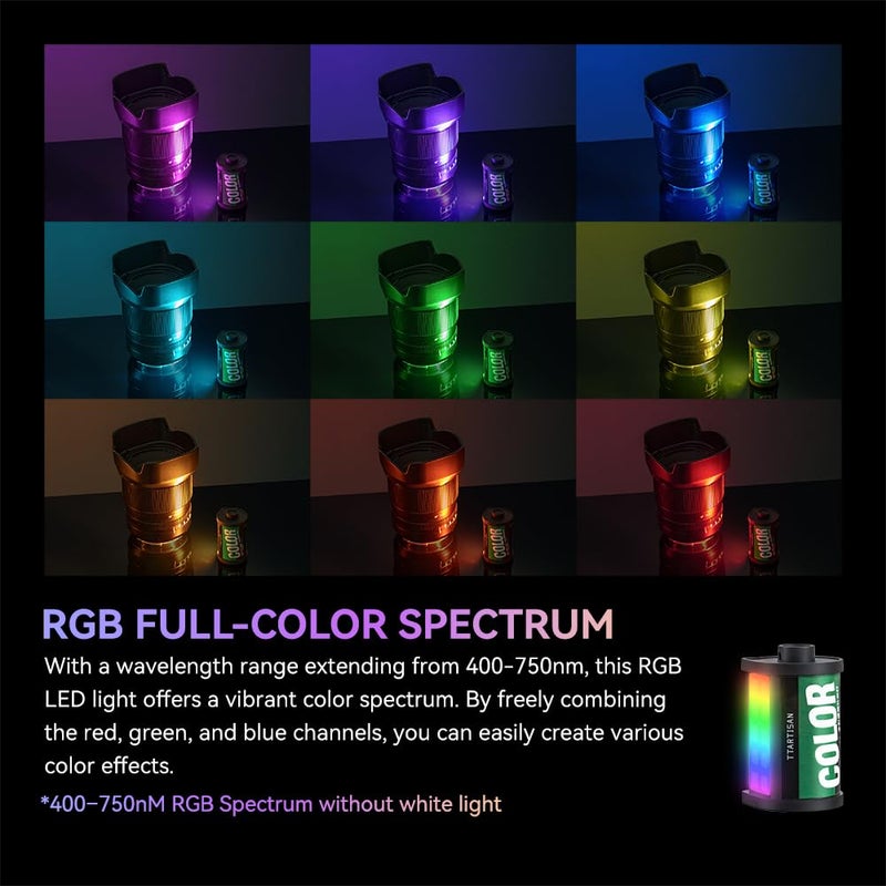 TTArtisan Mini RGB Led Light for Camera 400-750nm Full-Color RGB Magnetic Cold Shoe Lights, Rechargeable Retro Film Style Small Led Photography Lighting (1) - Image 2