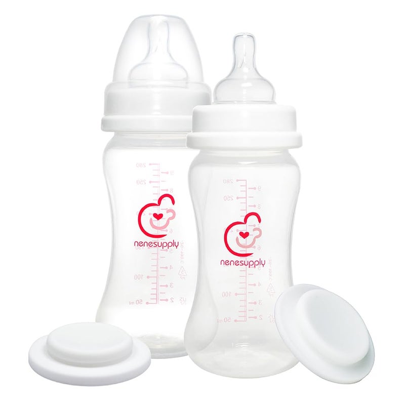 Nenesupply Feeding and Storage Bottles Collection for Spectra S1 S2 Motif Luna Breast Pumps 2 pc 9oz 280ml with Sealing Disc Anti Colic Feeding Breastmilk Storage Replace Spectra Bottles - Image 1