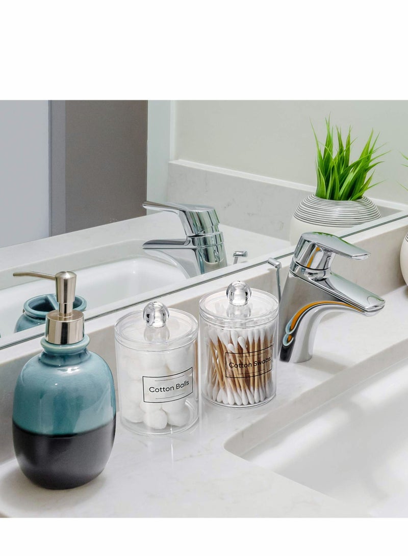 Excefore Bathroom Jars Qtip Holder, 2 Pack Apothecary Jar Clear Container Organizer Dispenser for Cotton Ball, Swab, Round Pads, Floss - Image 3