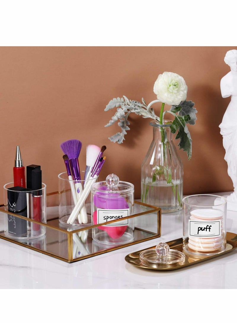 Excefore Bathroom Jars Qtip Holder, 2 Pack Apothecary Jar Clear Container Organizer Dispenser for Cotton Ball, Swab, Round Pads, Floss - Image 4