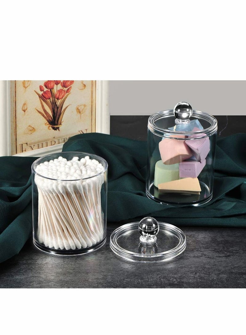 Excefore Bathroom Jars Qtip Holder, 2 Pack Apothecary Jar Clear Container Organizer Dispenser for Cotton Ball, Swab, Round Pads, Floss - Image 5