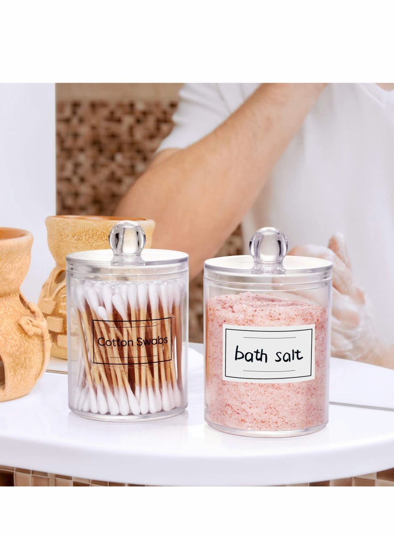 Excefore Bathroom Jars Qtip Holder, 2 Pack Apothecary Jar Clear Container Organizer Dispenser for Cotton Ball, Swab, Round Pads, Floss - Image 2