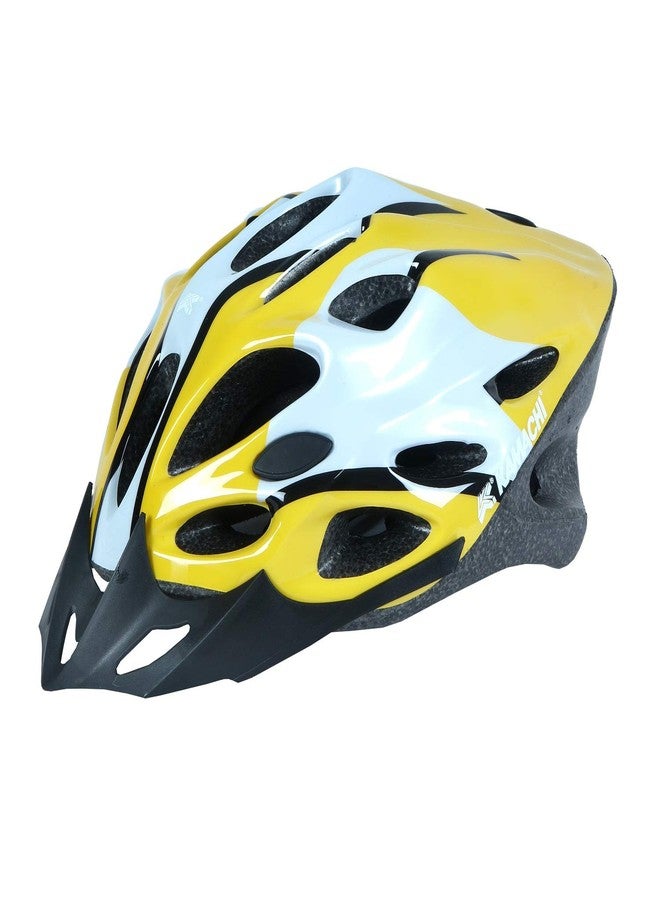 KAMACHI Professional Cycling/Skating Adjustable Helmet MV21BHL (Colour: Yellow/White-4) Size : Large - Image 1
