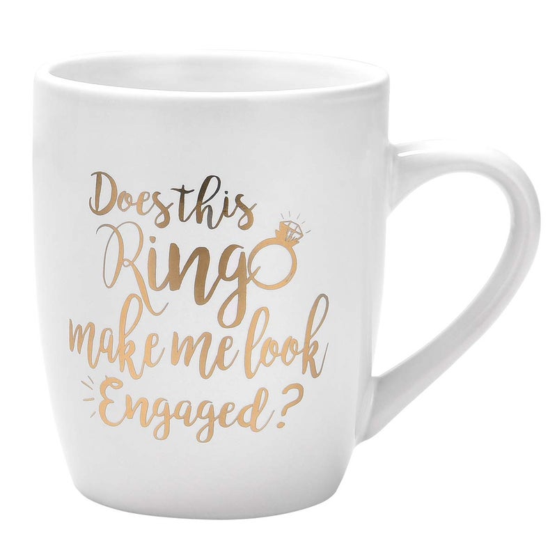 Maustic Engagement Gift Does This Ring Make Me Look Engaged Coffee Mug Funny Mug Novelty Coffee Mug Gift For Women Men Engagement Anniversary Birthday Christmas - Image 1