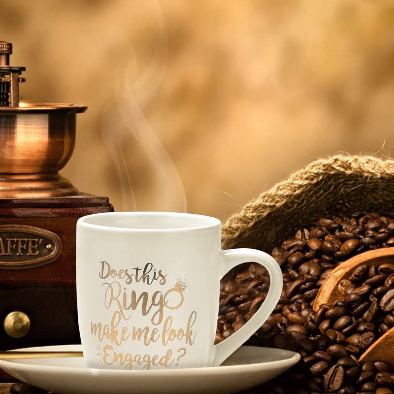 Maustic Engagement Gift Does This Ring Make Me Look Engaged Coffee Mug Funny Mug Novelty Coffee Mug Gift For Women Men Engagement Anniversary Birthday Christmas - Image 5