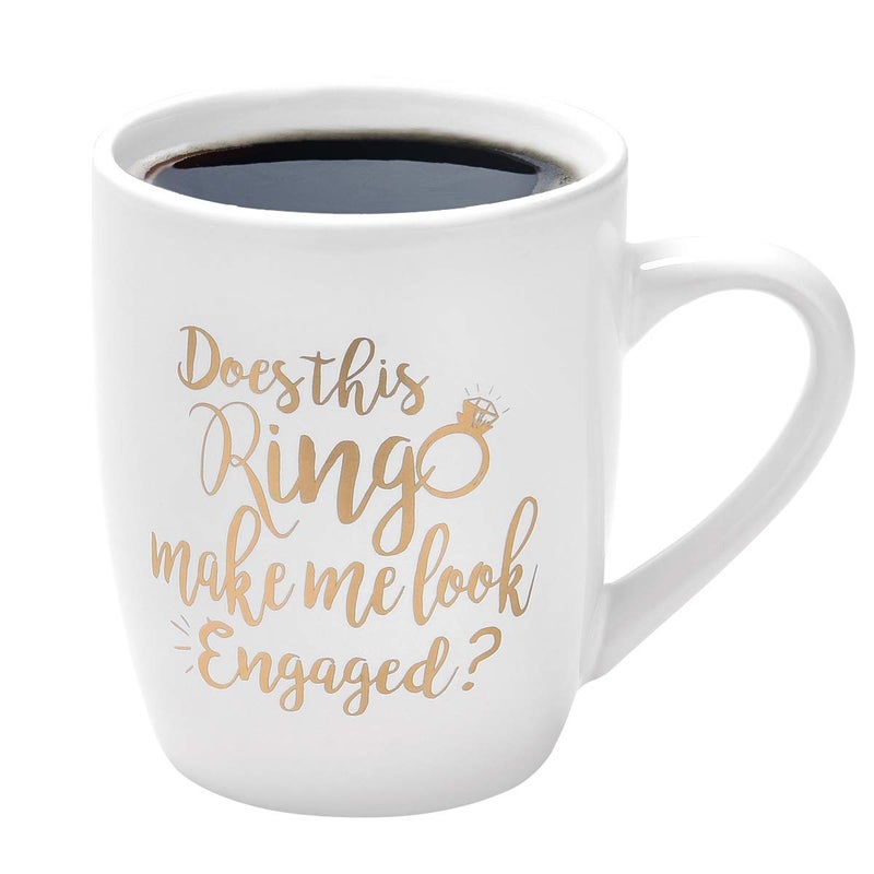 Maustic Engagement Gift Does This Ring Make Me Look Engaged Coffee Mug Funny Mug Novelty Coffee Mug Gift For Women Men Engagement Anniversary Birthday Christmas - Image 2