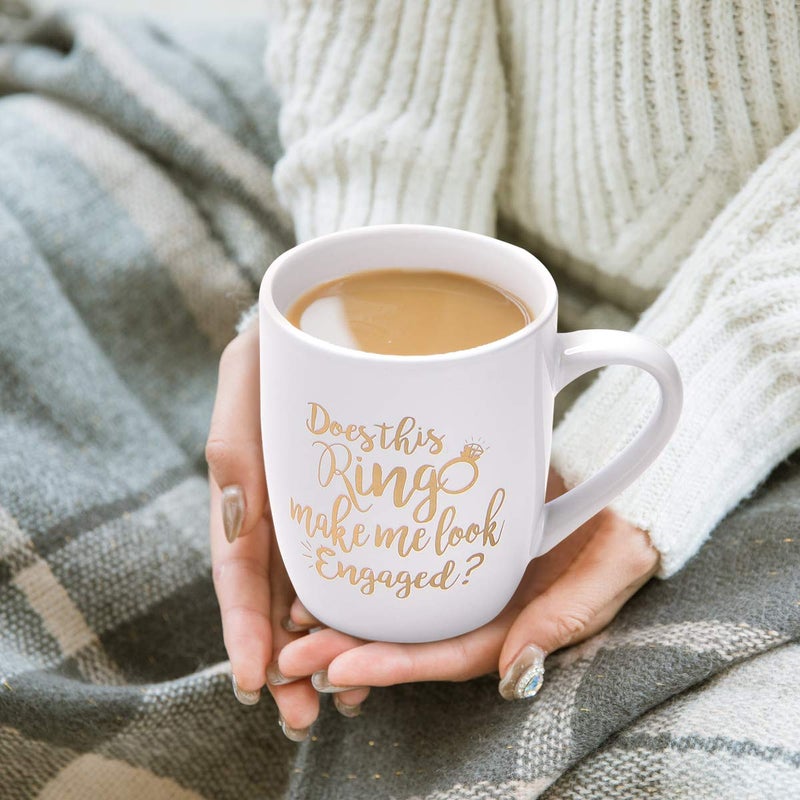 Maustic Engagement Gift Does This Ring Make Me Look Engaged Coffee Mug Funny Mug Novelty Coffee Mug Gift For Women Men Engagement Anniversary Birthday Christmas - Image 4