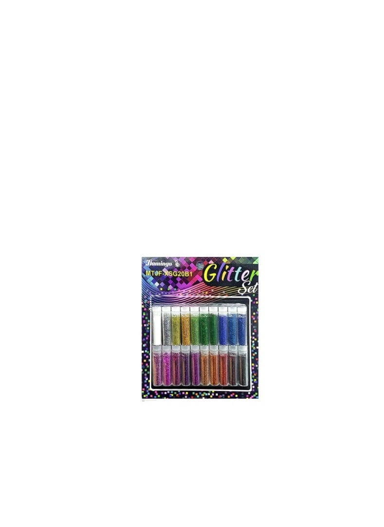 FLAMINGO Glitter Set, Multicolour 20-Piece 