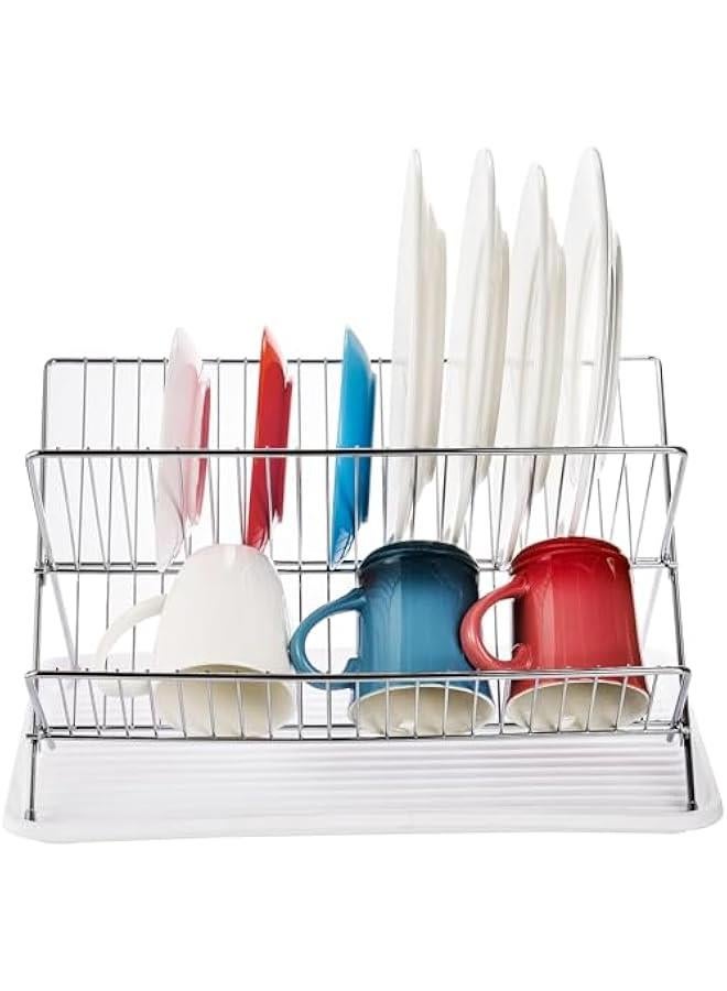 هوكور Toriseek 2 Tier Foldable Dish Drying Rack with Drip Tray, Stainless Steel Dish Drainer Rack, Collapsible Dish Drainer, Folding Dish Rack for Kitchen Sink, Countertop, Cutlery, Plates, Dishes - Image 3