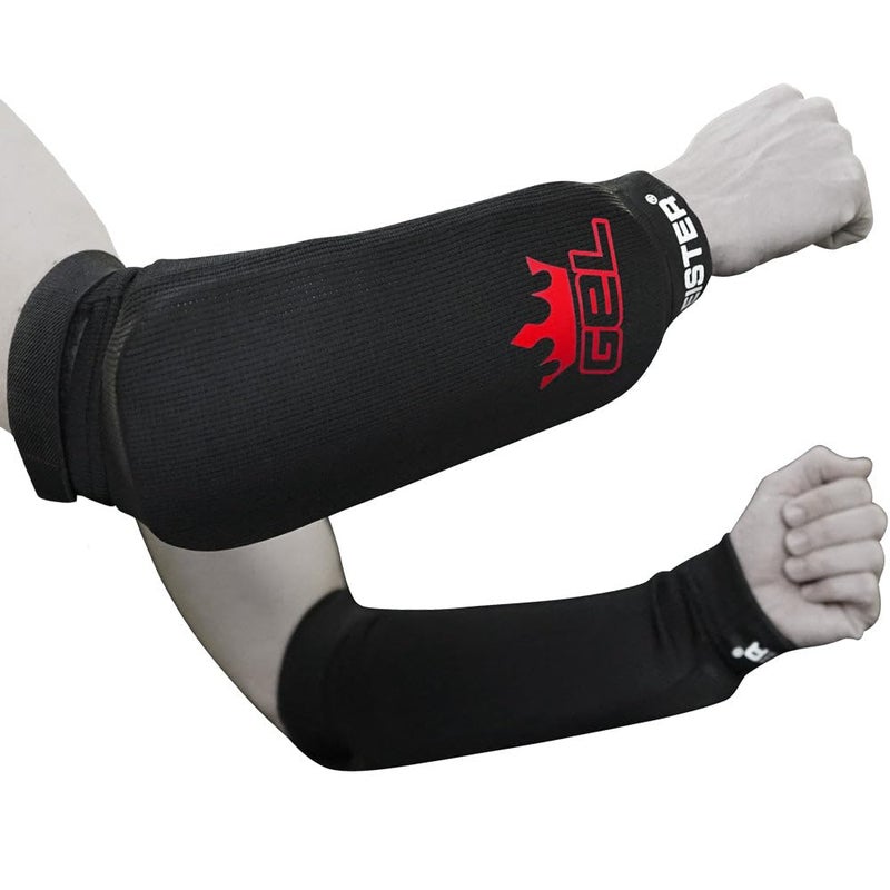 Meister MMA Elastic Cloth Forearm Guards wIntegrated Gel Padding Pair Black SmallMedium - Image 2