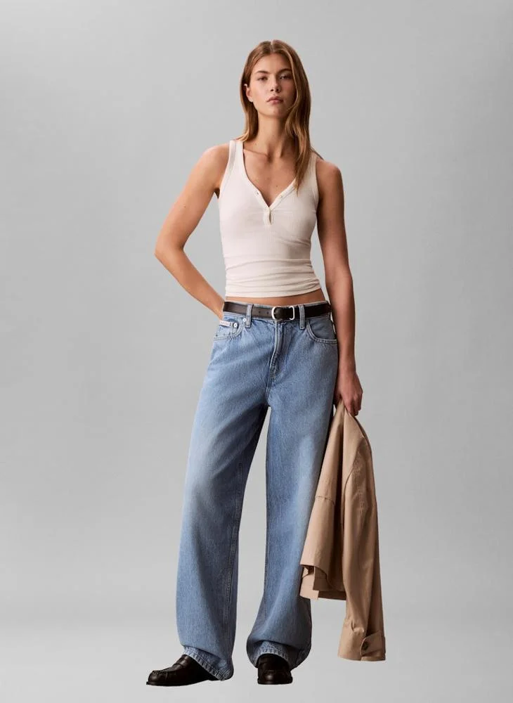 Calvin Klein Jeans SAGE STONE Faded Relaxed Barrel Leg Jeans for Women | Best Price UAE