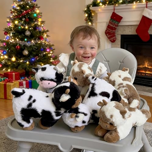 Tezituor 6 Pcs Large Cow Stuffed Animals Set 10 Inch Stuffed Cow Plushies Bulk for Party Christmas Decoration Cute Cow Plush Toy Gift for Boys Girls - Image 5