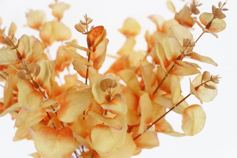 Tinsow Artificial Eucalyptus Stems Orange Real Touch Leaf Branches Faux Eucalyptuses Fall Centerpiece Halloween Thanksgiving Harvest Home Decor (Orange  5) - Image 3