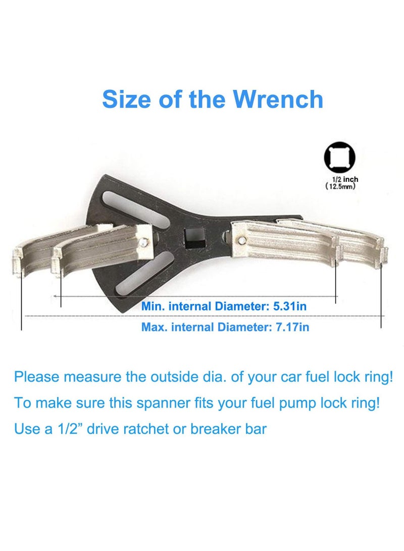 Zikra Universal Fuel Pump Removal Tool, Adjustable Fuel Pump Lock Ring Tool, Fuel Tank Lock Ring Tool, Fuel Tank Repair Kit, 5.31" to 7.17" Adjustable Lock Ring Spanner - Image 2