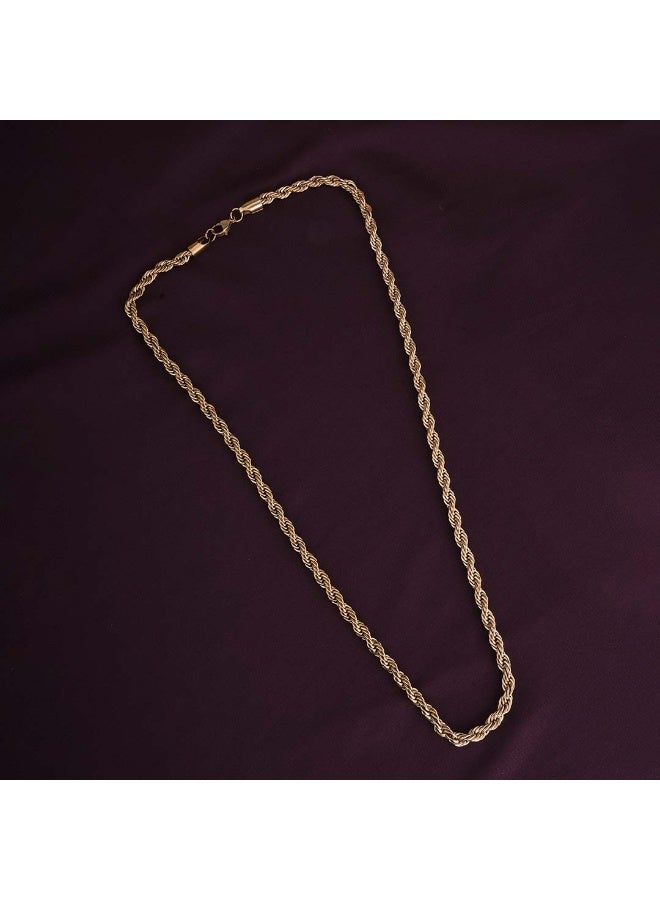PALMONAS 18k Gold Tone Plated Rope Chain | 6 MM
 for Men - Image 2
