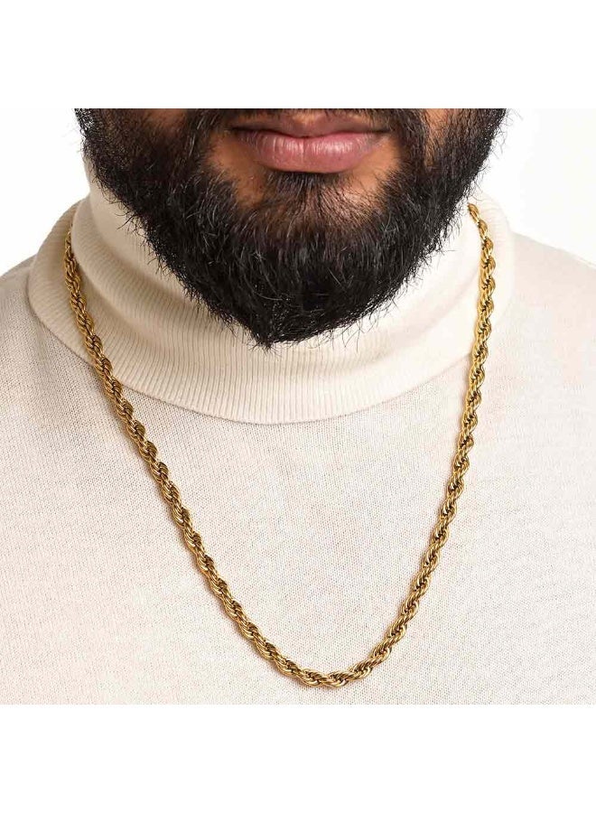 PALMONAS 18k Gold Tone Plated Rope Chain | 6 MM
 for Men - Image 4