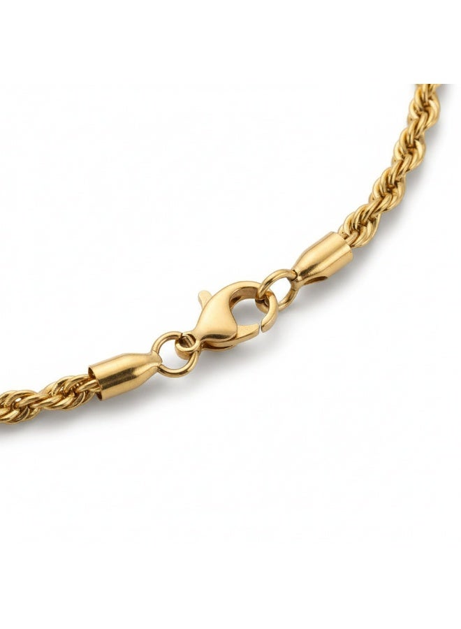 PALMONAS 18k Gold Tone Plated Rope Chain | 6 MM
 for Men - Image 3
