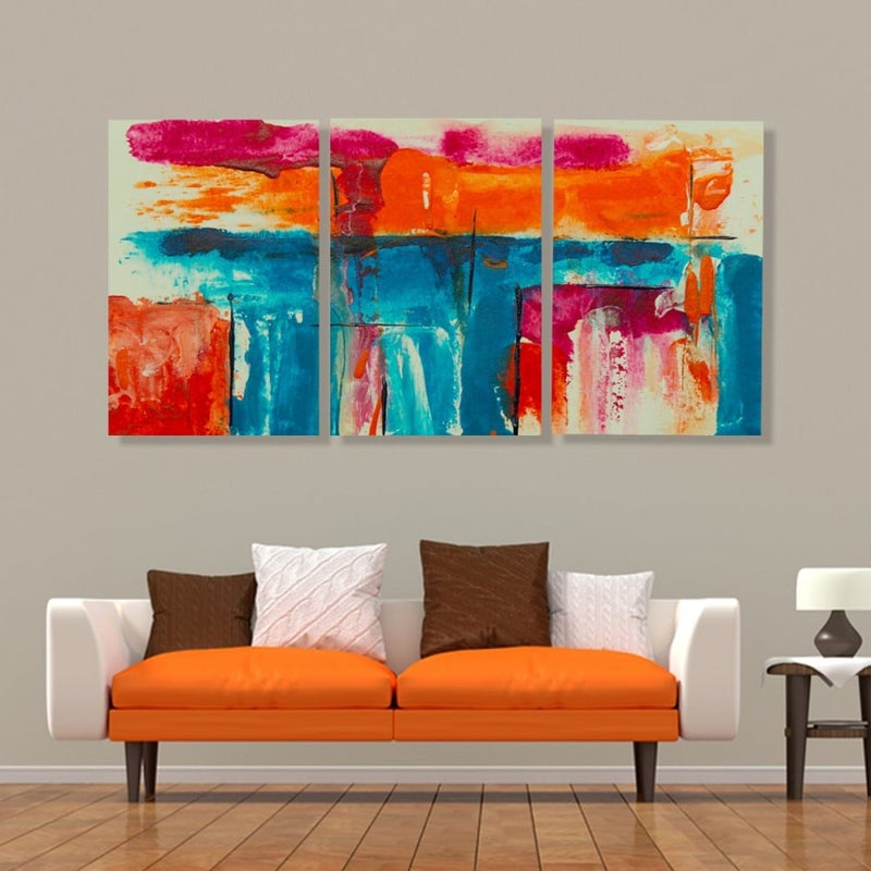 ماركتنا ثلاث لوحات قماشية بتصميم مودرن مع برواز مجوف مقاس (150×70) ثلاث قطع - Image 1