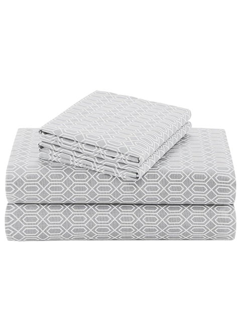 Comfort Spaces 100 Cotton Sheet Set Breathable Lightweight Soft with 12 Elastic Pocket Fits up to 14 Mattress All Season Cozy Bedding Matching Pillow Case Twin XL Diamond Taupe 3 Piece